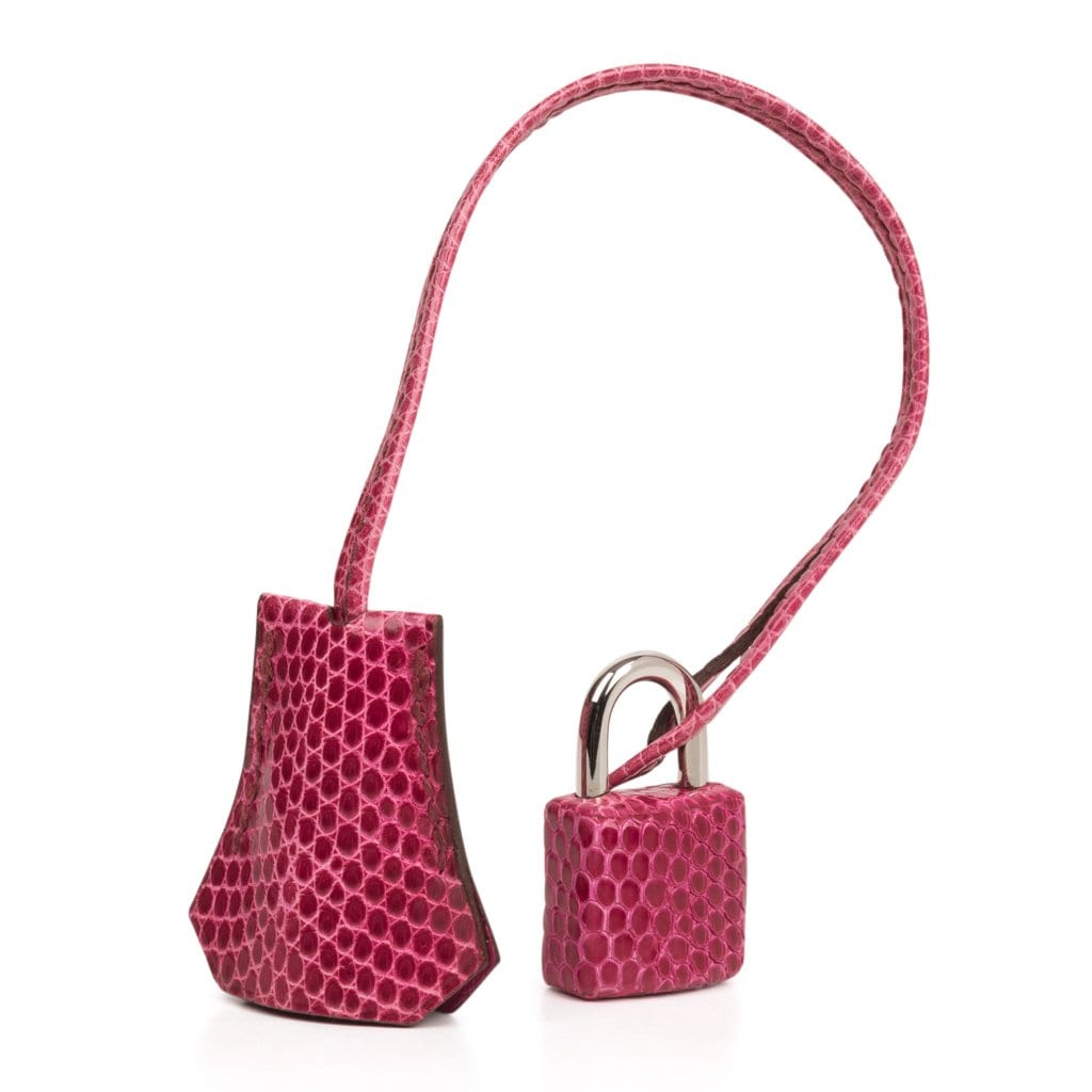Kelly 25 Sellier Bag Fuschia Lizard with Palladium Hardware