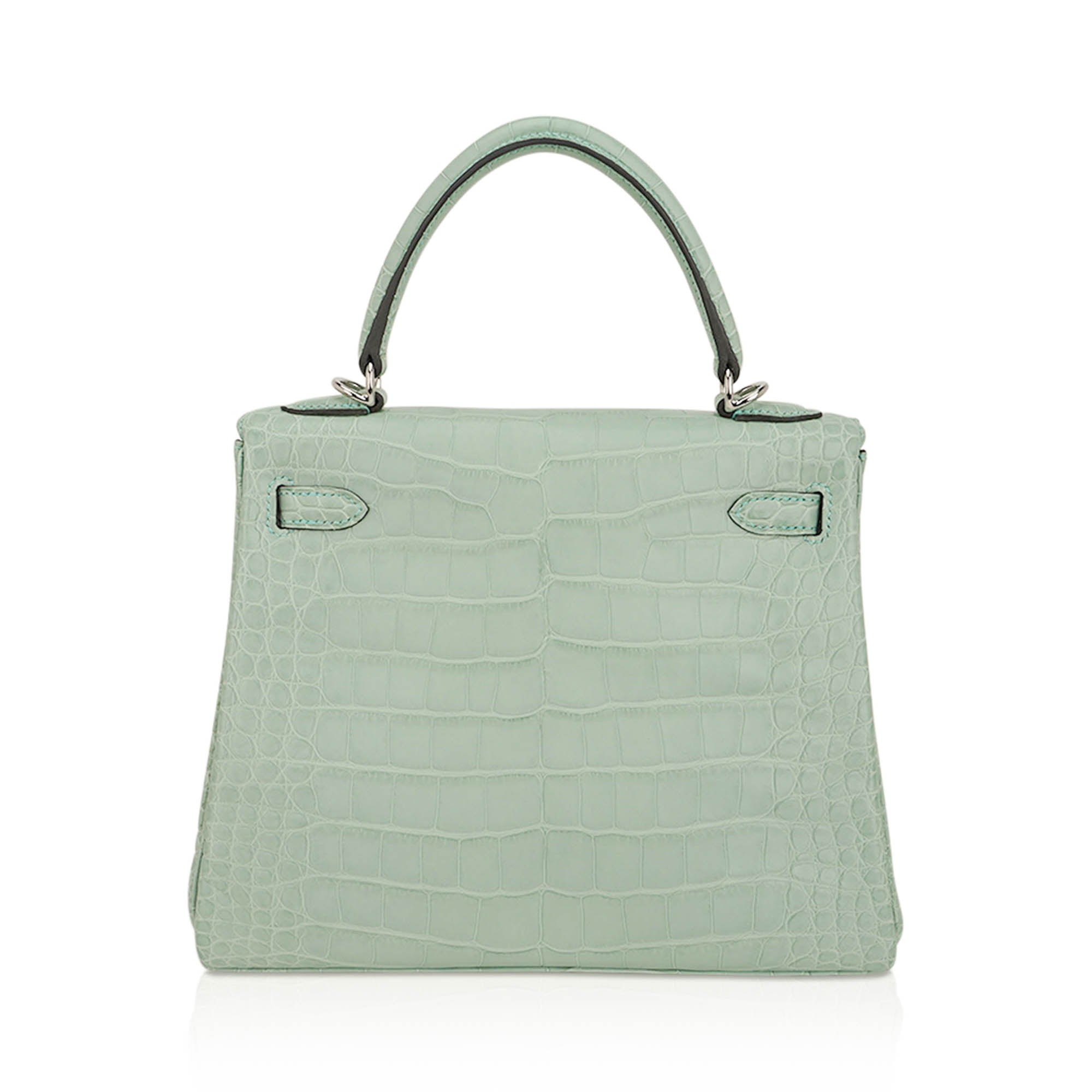Kelly 25 Retourne Bag Vert d’Eau Matte Alligator with Palladium Hardware