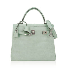 Kelly 25 Retourne Bag Vert d’Eau Matte Alligator with Palladium Hardware