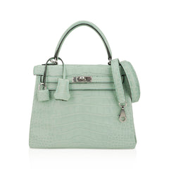 Kelly 25 Retourne Bag Vert d’Eau Matte Alligator with Palladium Hardware