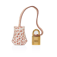 Kelly 28 Pink Dalmation Buffalo Skipper Leather Bag Gold Hardware