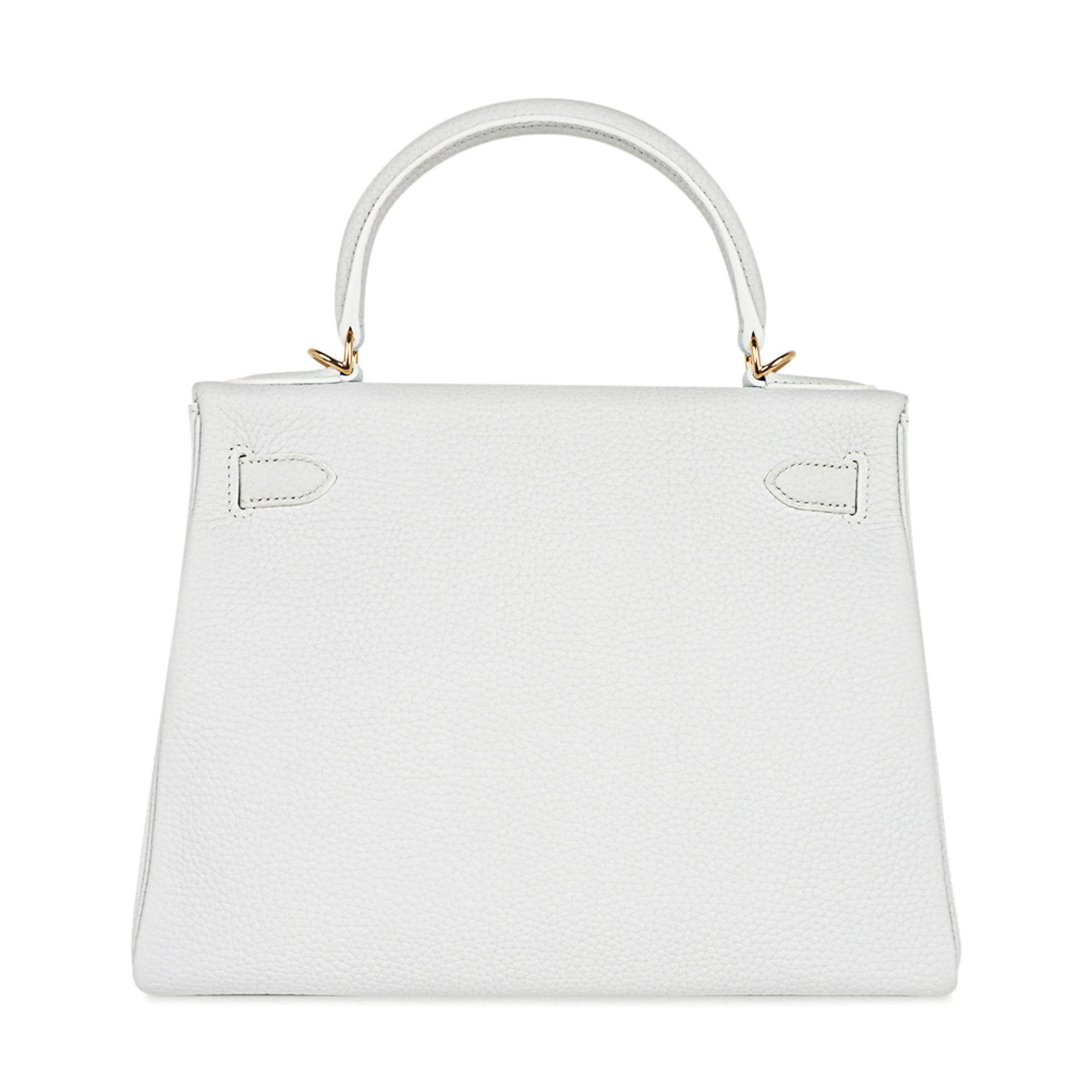 Kelly 28 Retourne Bag White Clemence Leather with Gold Hardware