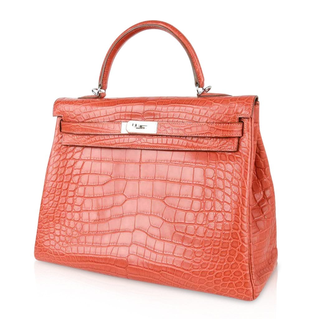 Kelly 35 Retourne Bag Sanguine Matte Alligator with Palladium Hardware