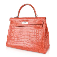 Kelly 35 Retourne Bag Sanguine Matte Alligator with Palladium Hardware