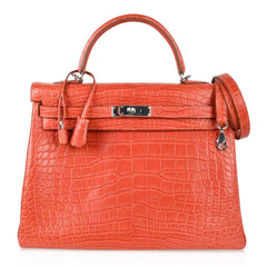 Kelly 35 Retourne Bag Sanguine Matte Alligator with Palladium Hardware
