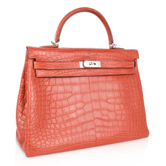 Kelly 35 Retourne Bag Sanguine Matte Alligator with Palladium Hardware