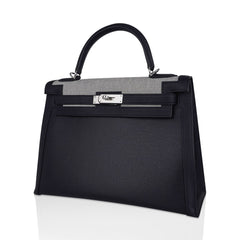 Kelly 32 Sellier Bag Toile H Berline & Plume Swift Leather with Palladium Hardware