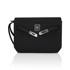 Kelly Depeches 25 Pouch Bag Black Galop D’Leather with Palladium Hardware