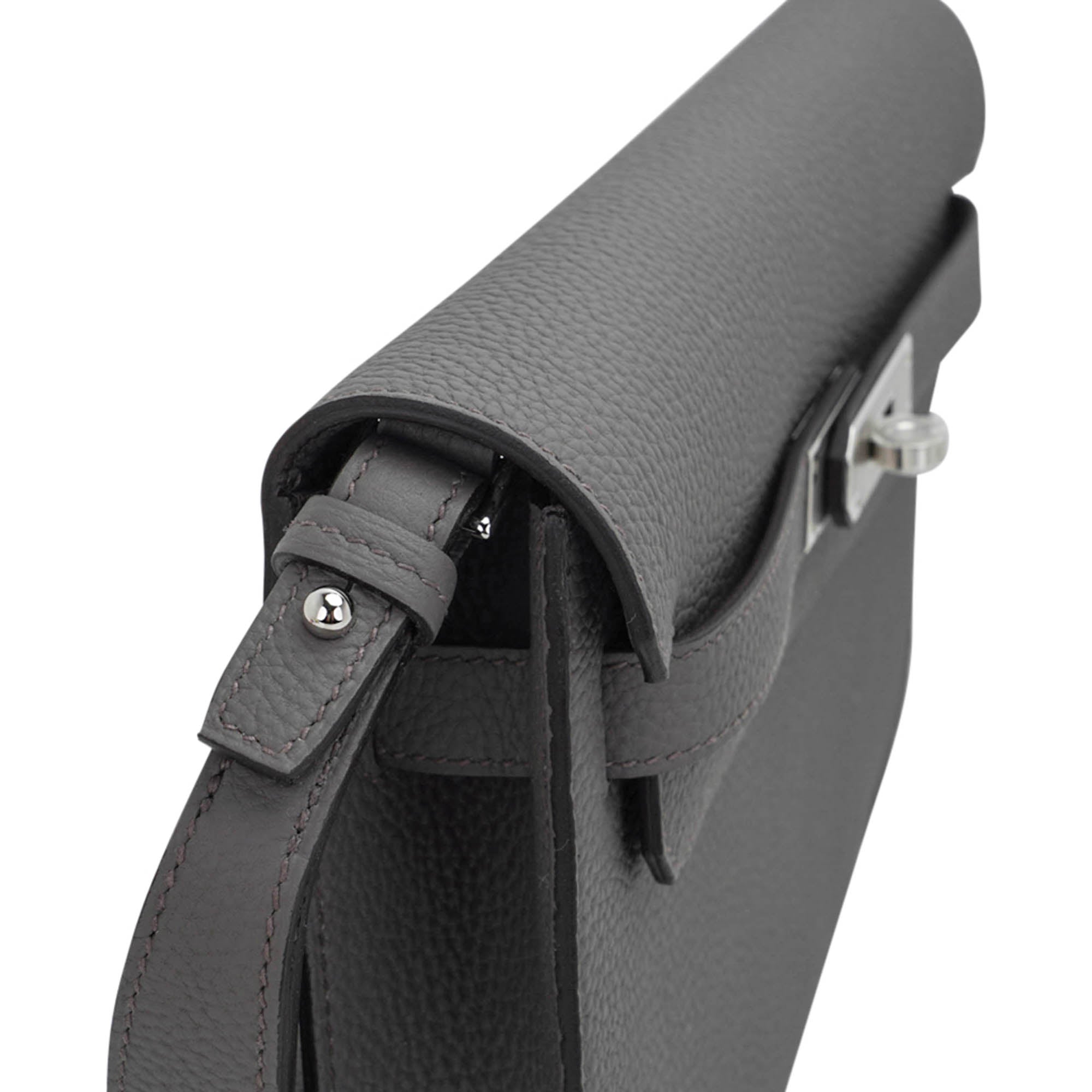 Kelly Depeches 25 Pouch Bag Etain Togo Leather with Palladium Hardware