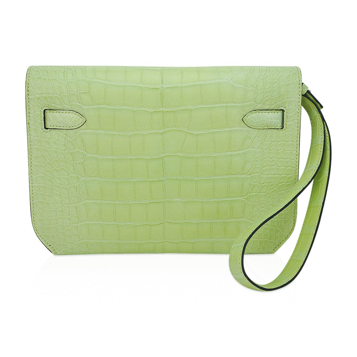 Kelly Depeches 25 Pouch Jaune Bourgeon Matte Alligator Palladium Hardware