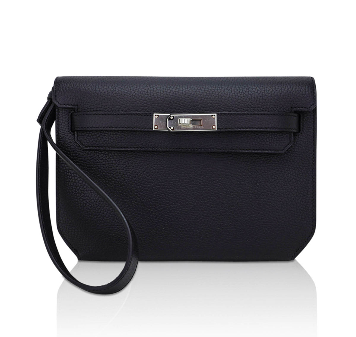 Kelly Depeches 25 Pouch Bag Blue Ocean Togo Leather with Palladium Hardware