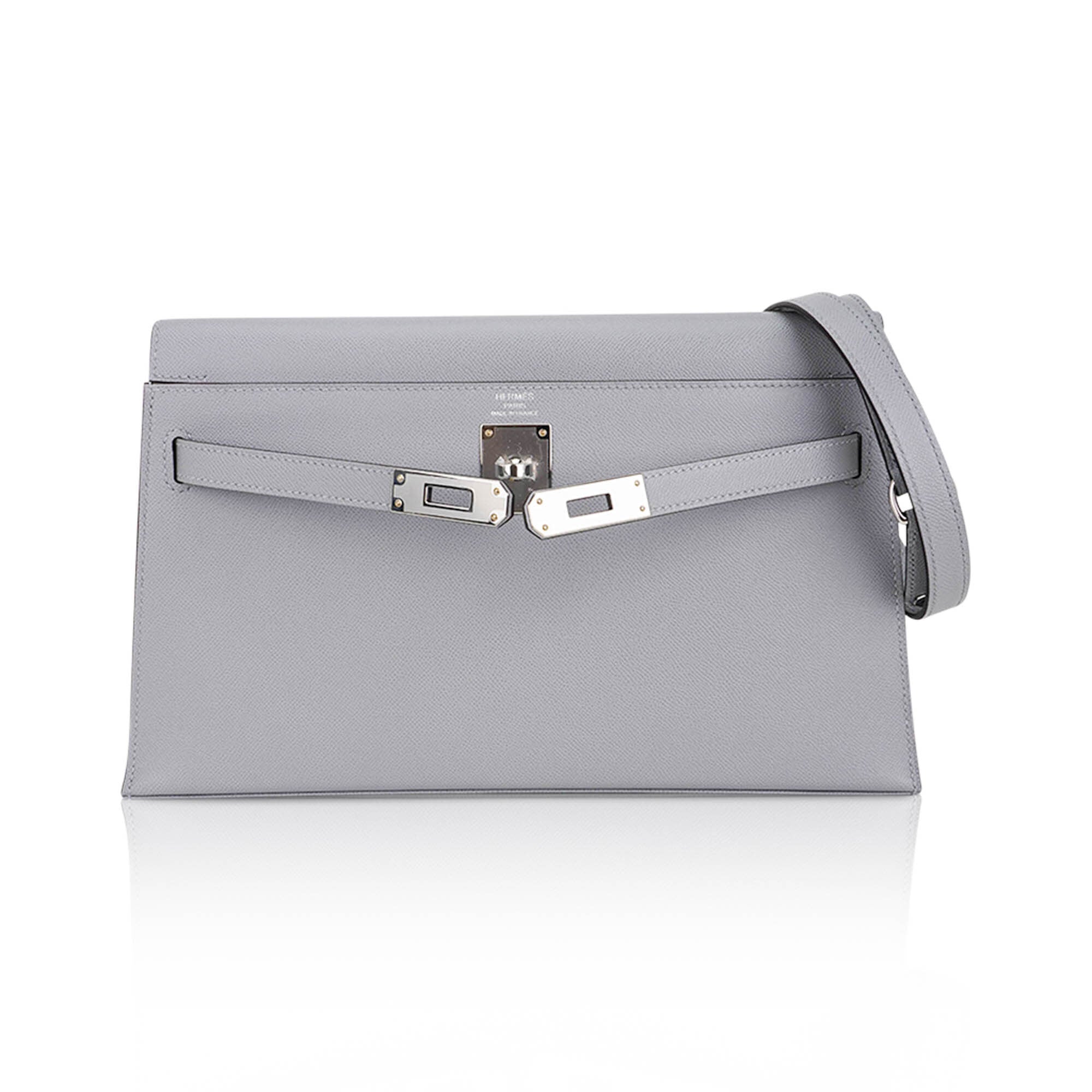 Kelly Elan Gris Pantin Veau Madame Leather with Palladium Hardware