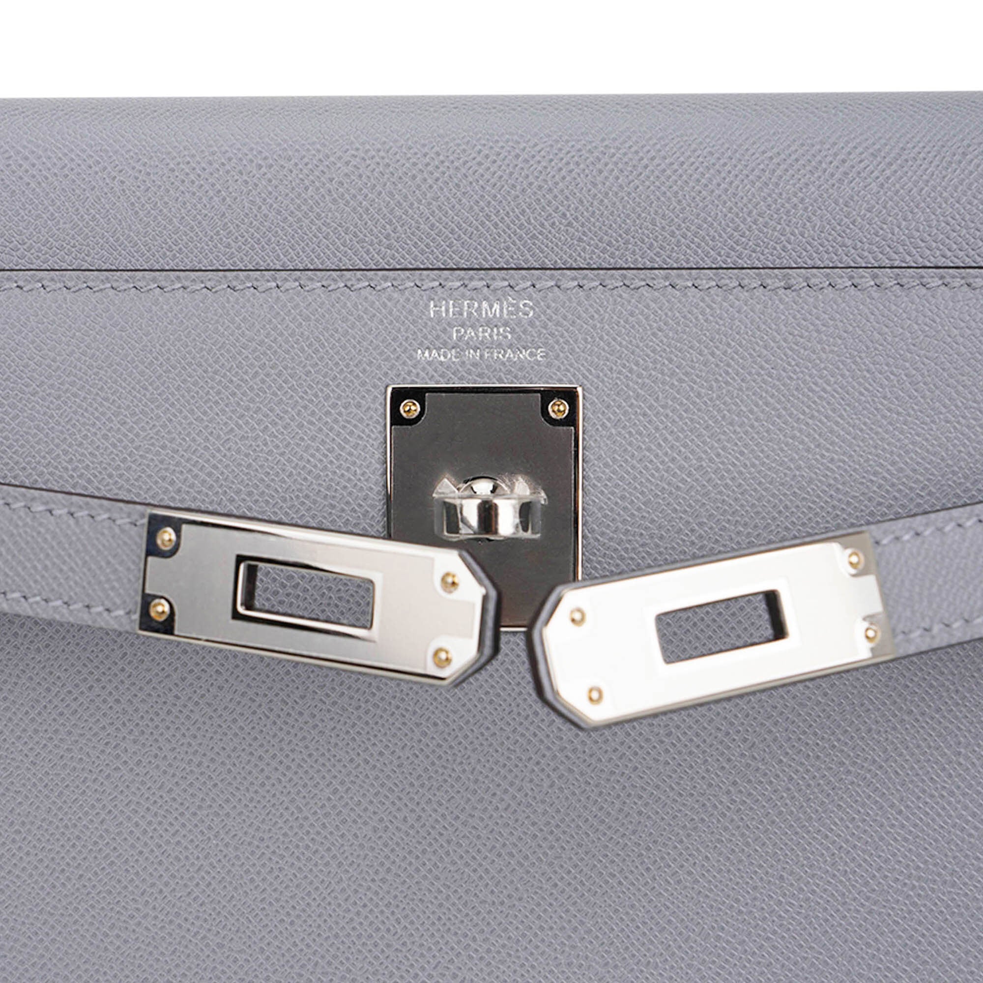 Kelly Elan Gris Pantin Veau Madame Leather with Palladium Hardware