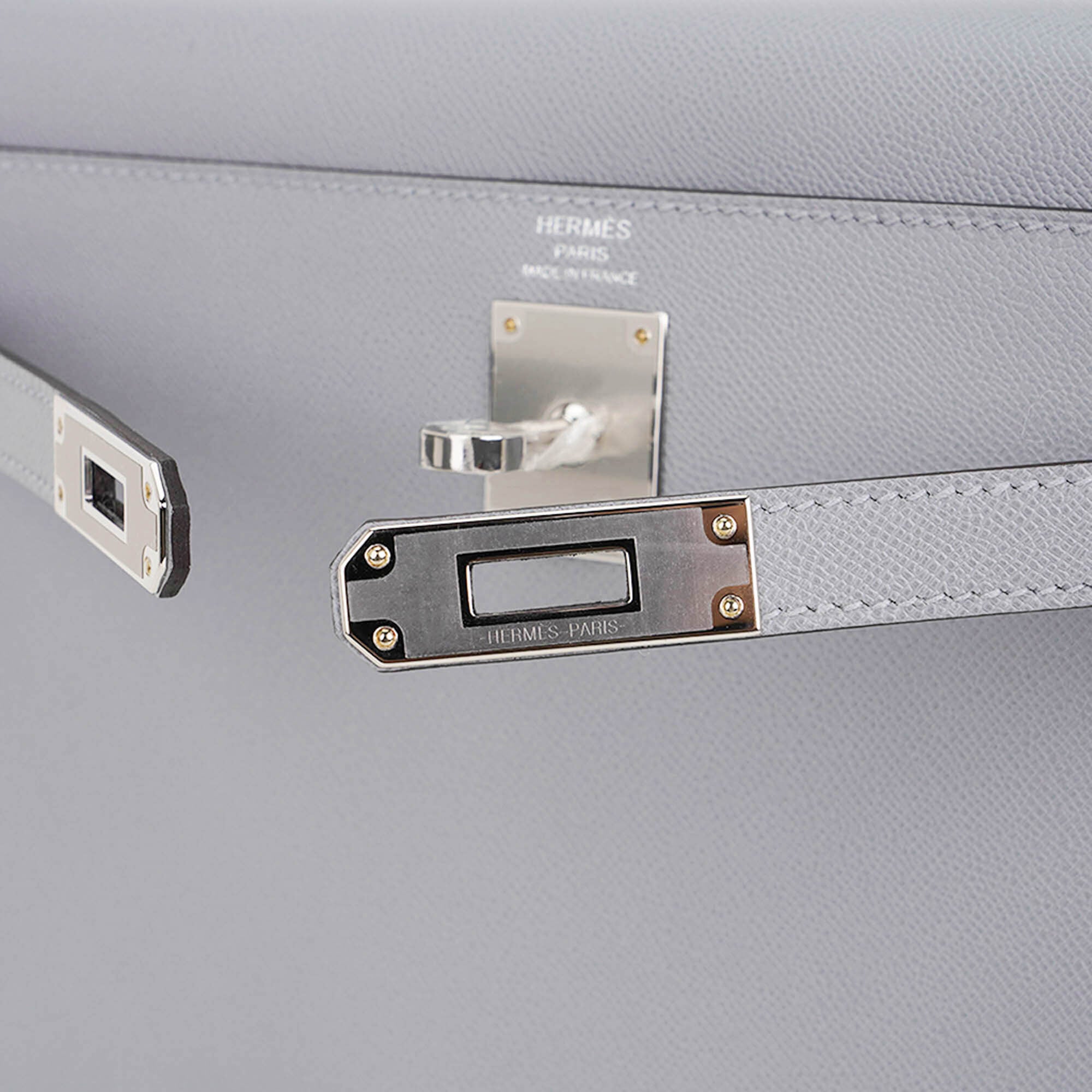 Kelly Elan Gris Pantin Veau Madame Leather with Palladium Hardware