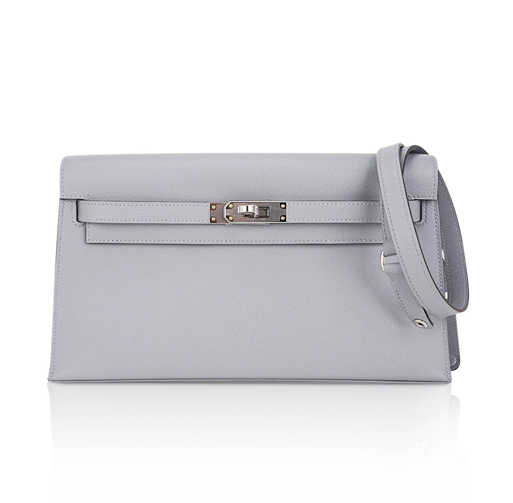 Kelly Elan Gris Pantin Veau Madame Leather with Palladium Hardware