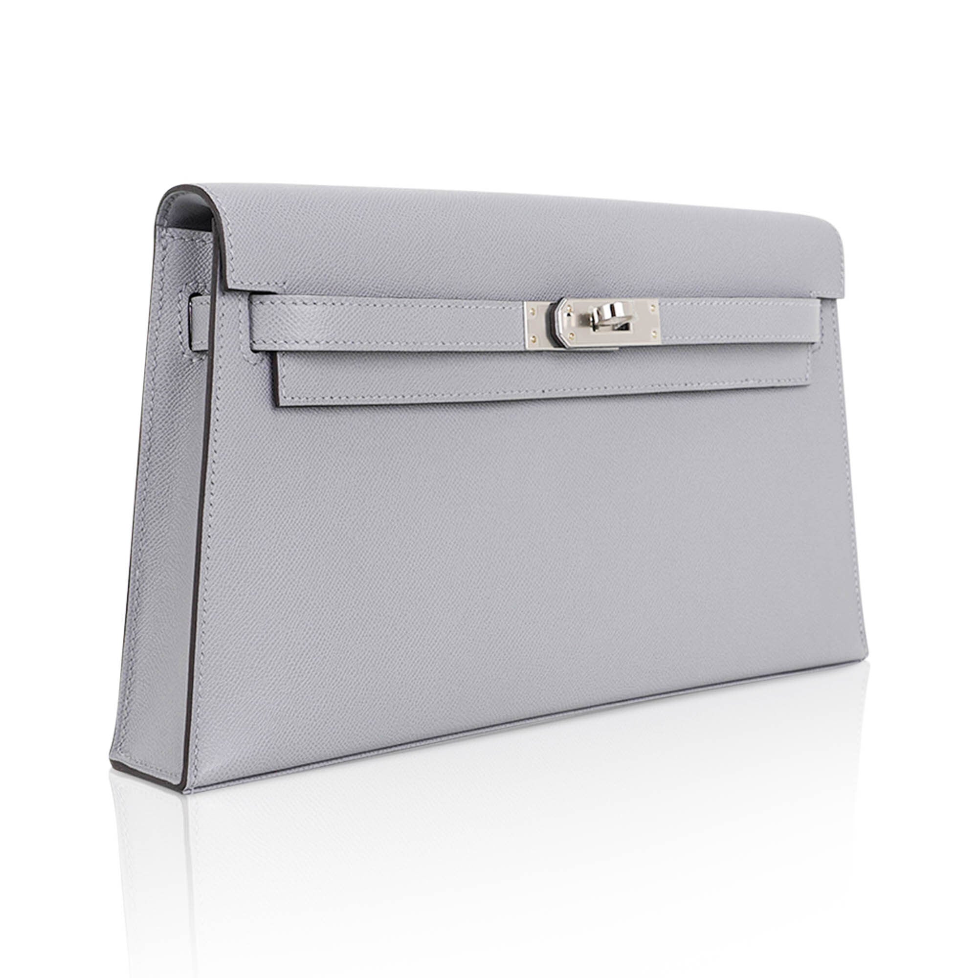 Kelly Elan Gris Pantin Veau Madame Leather with Palladium Hardware