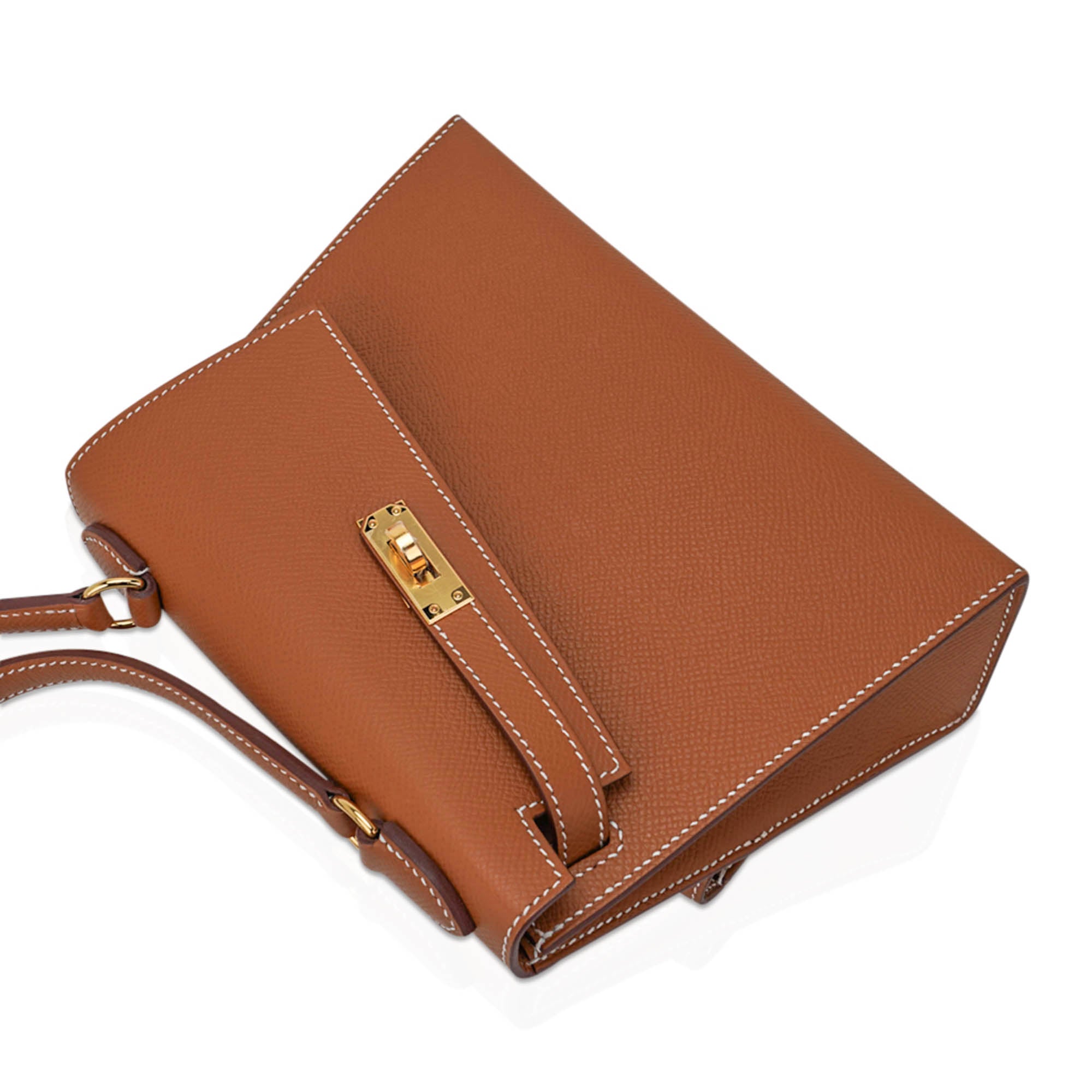 Limited Edition Kelly en Desordre Mini 20 Sellier Bag Gold Epsom Leather with Gold Hardware