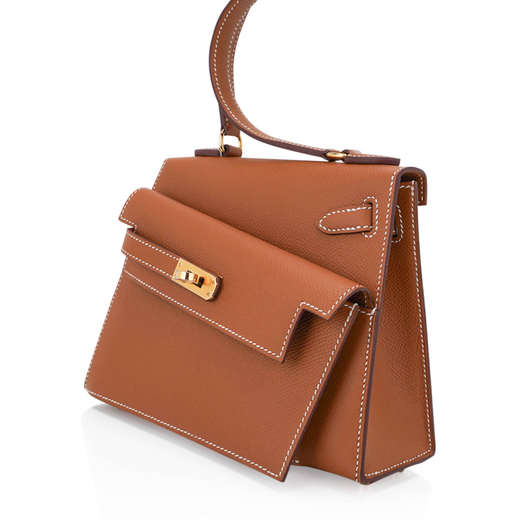 Limited Edition Kelly en Desordre Mini 20 Sellier Bag Gold Epsom Leather with Gold Hardware