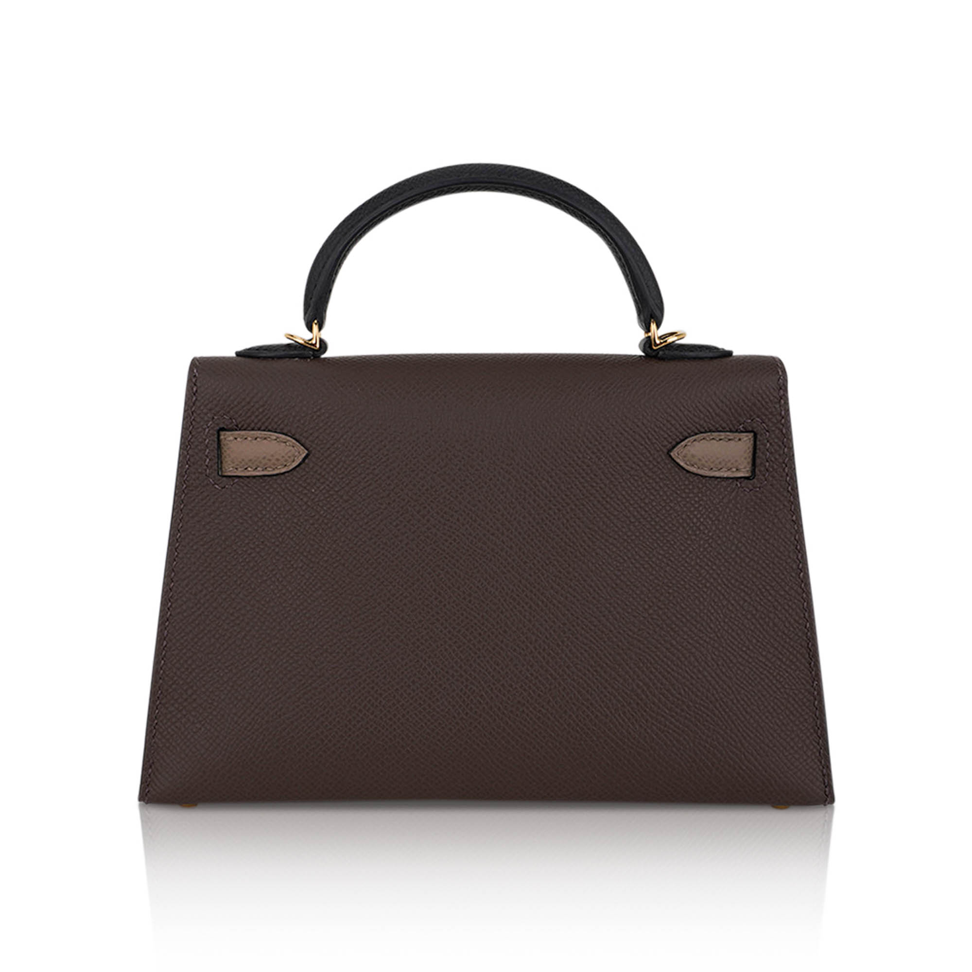 Special Order HSS Mini Kelly 20 Sellier Bag Ecorce Etoupe and Black with Gold Hardware
