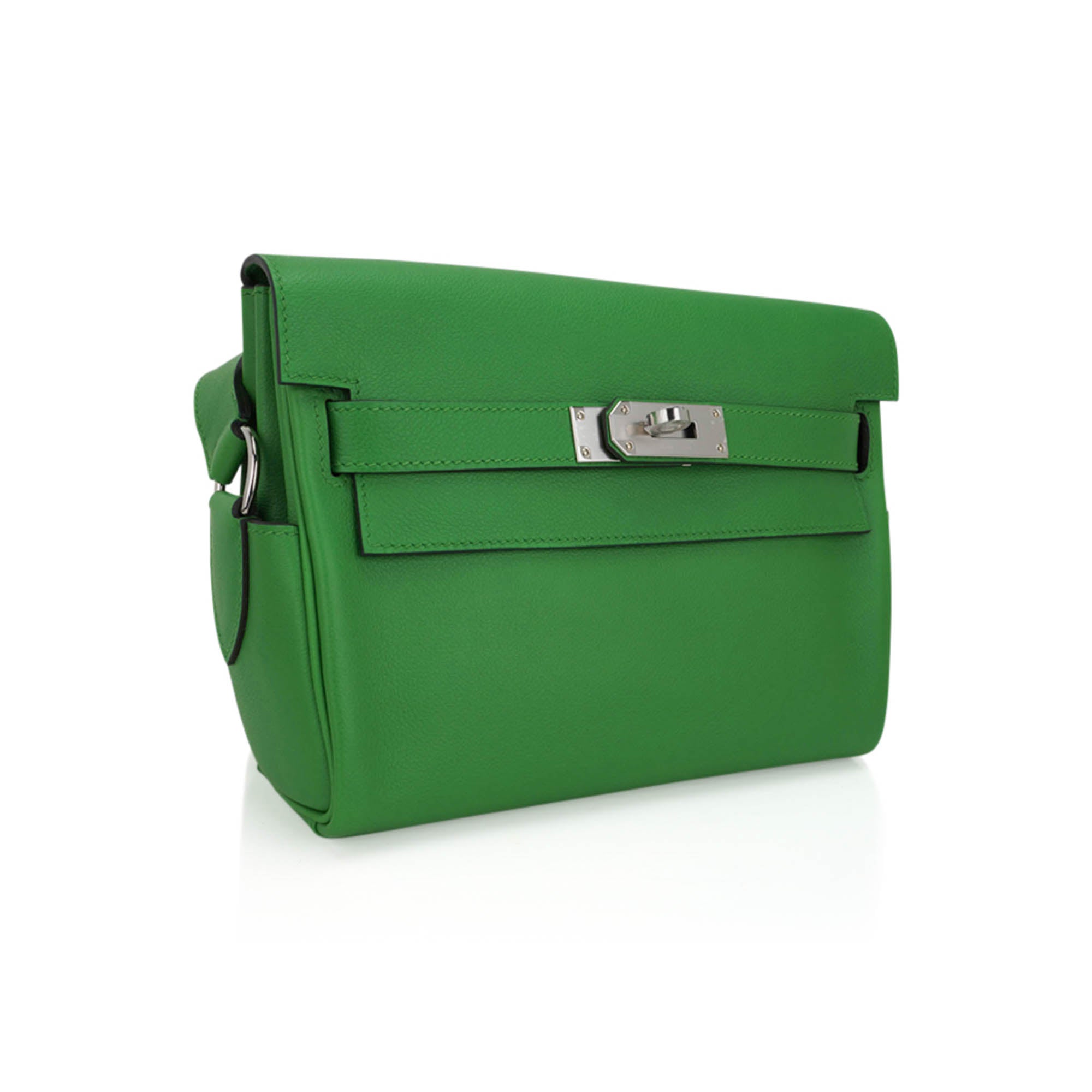 Kelly Messenger 25 Bag Vert Yucca Evercolor Leather with Palladium Hardware