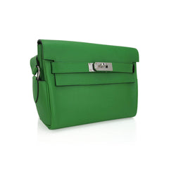 Kelly Messenger 25 Bag Vert Yucca Evercolor Leather with Palladium Hardware