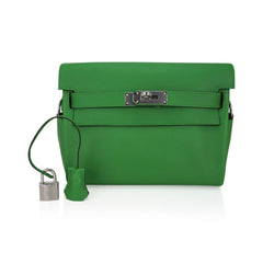 Kelly Messenger 25 Bag Vert Yucca Evercolor Leather with Palladium Hardware