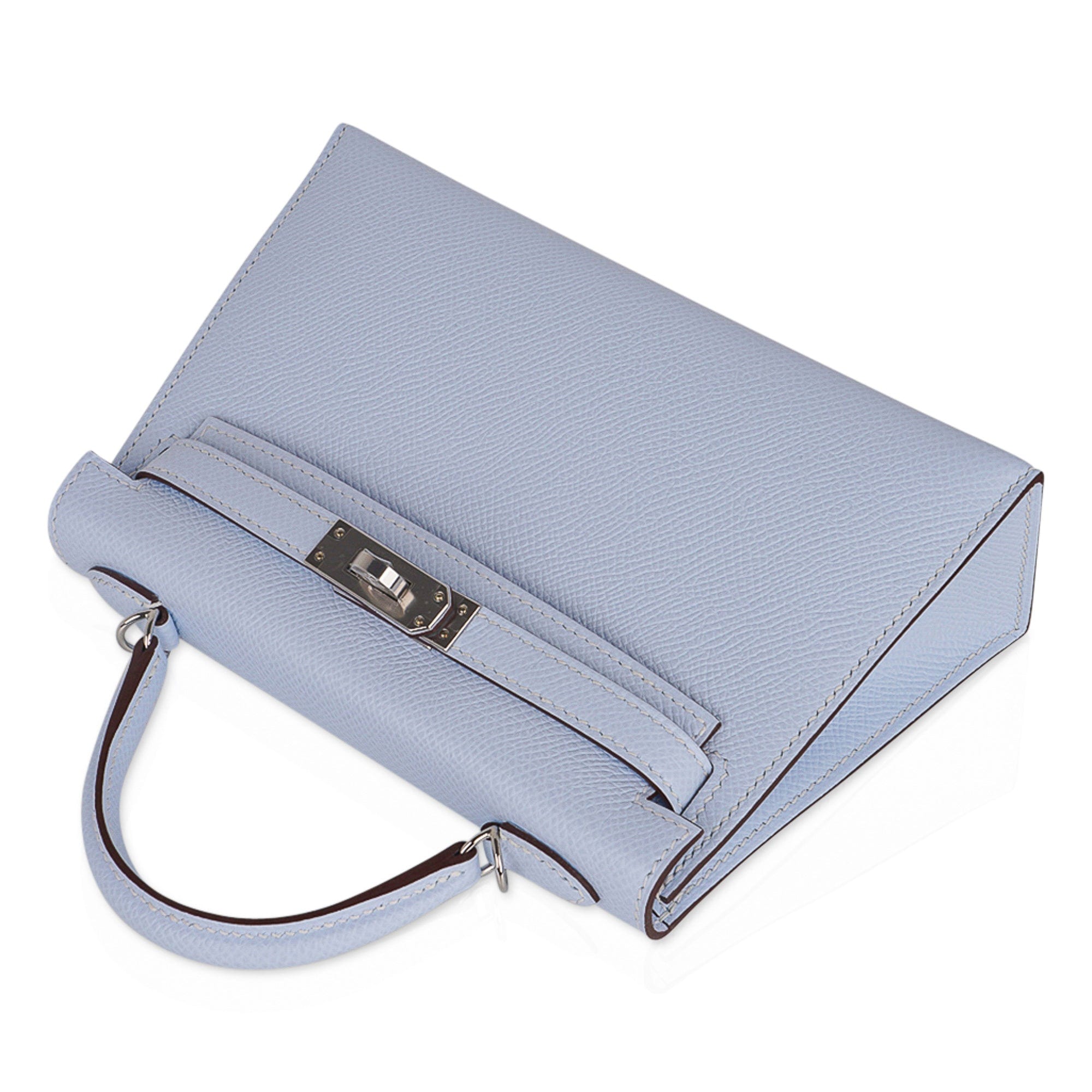 Kelly 20 Mini Sellier Bag Blue Brume Epsom Leather Gold Hardware