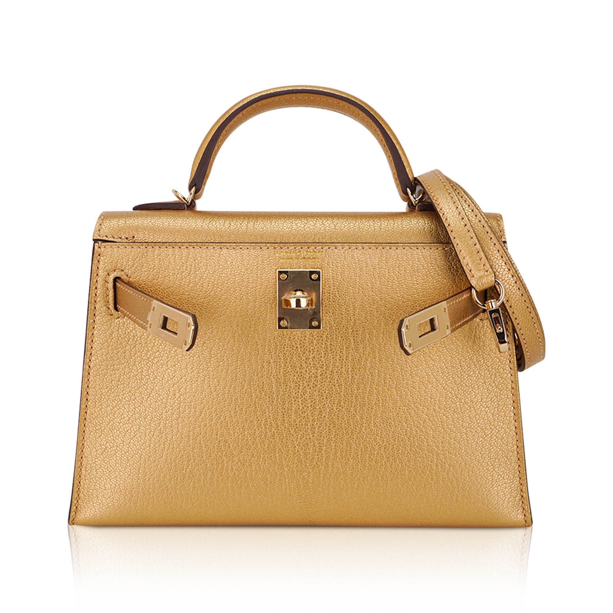 Kelly Sellier 20 Metallic Dore Chevre Chamkilight Permabrass Hardware