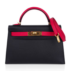 Kelly 20 Sellier Mini HSS Bag Black / Rose Extreme Epsom Gold Hardware