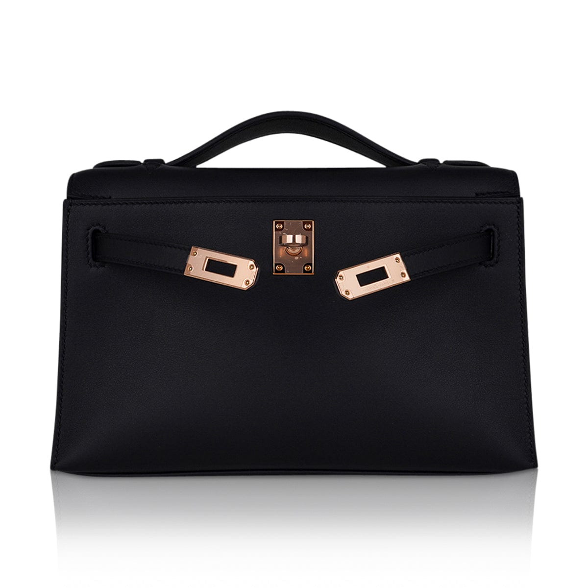 Kelly Pochette Bag Black Rose Gold Hardware Clutch