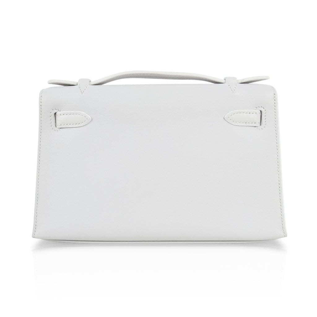 Kelly Pochette Clutch Bag Very Rare White Gold Hardware