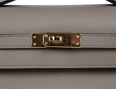 Kelly Pochette Gris Asphalte Swift Gold Hardware