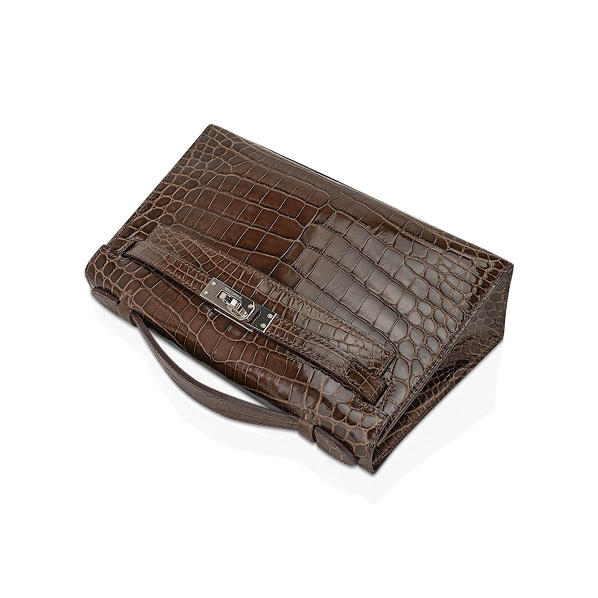 Kelly Pochette Clutch Gris Elephant Crocodile Bag