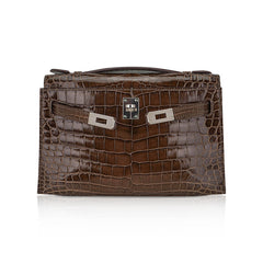 Kelly Pochette Clutch Gris Elephant Crocodile Bag