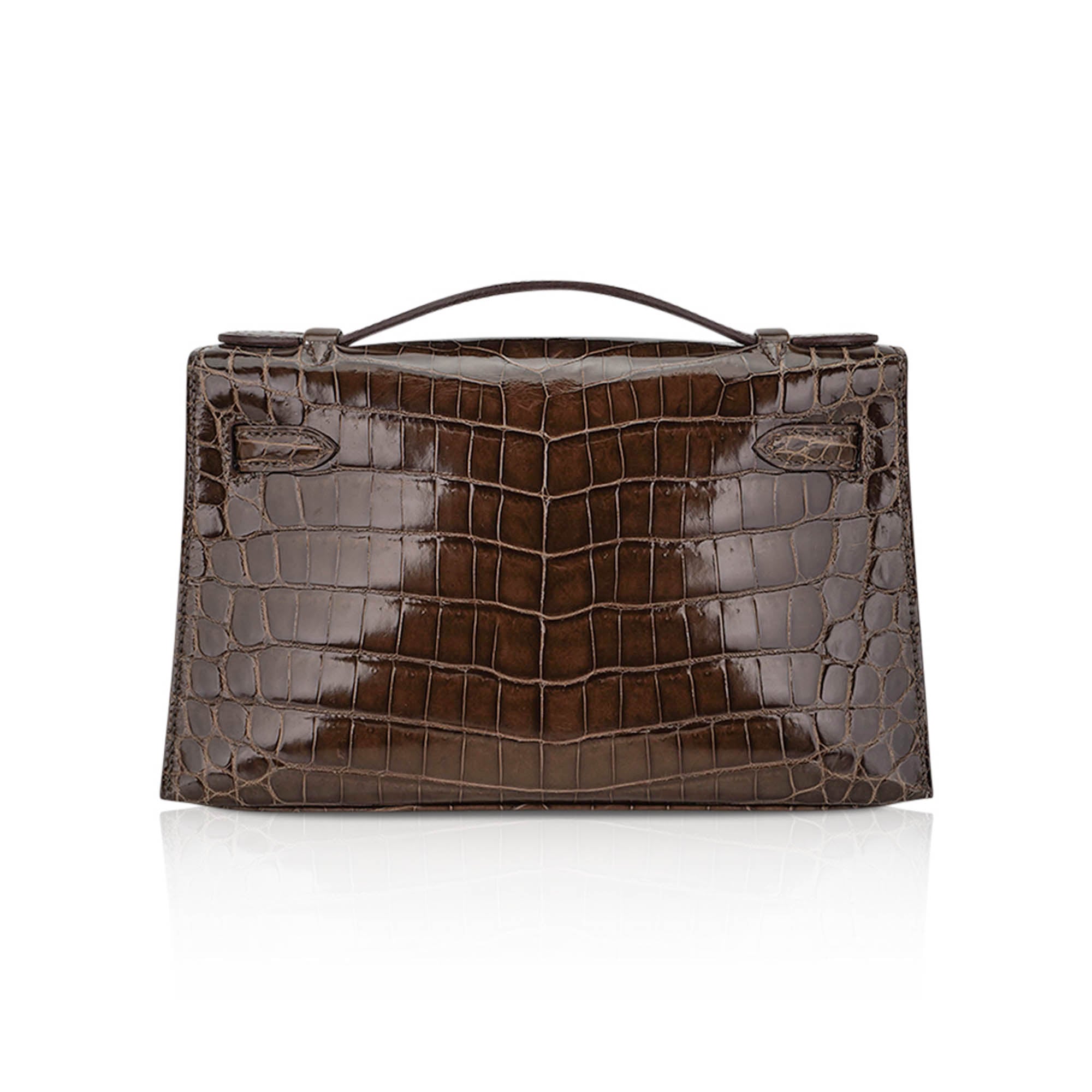 Kelly Pochette Clutch Gris Elephant Crocodile Bag
