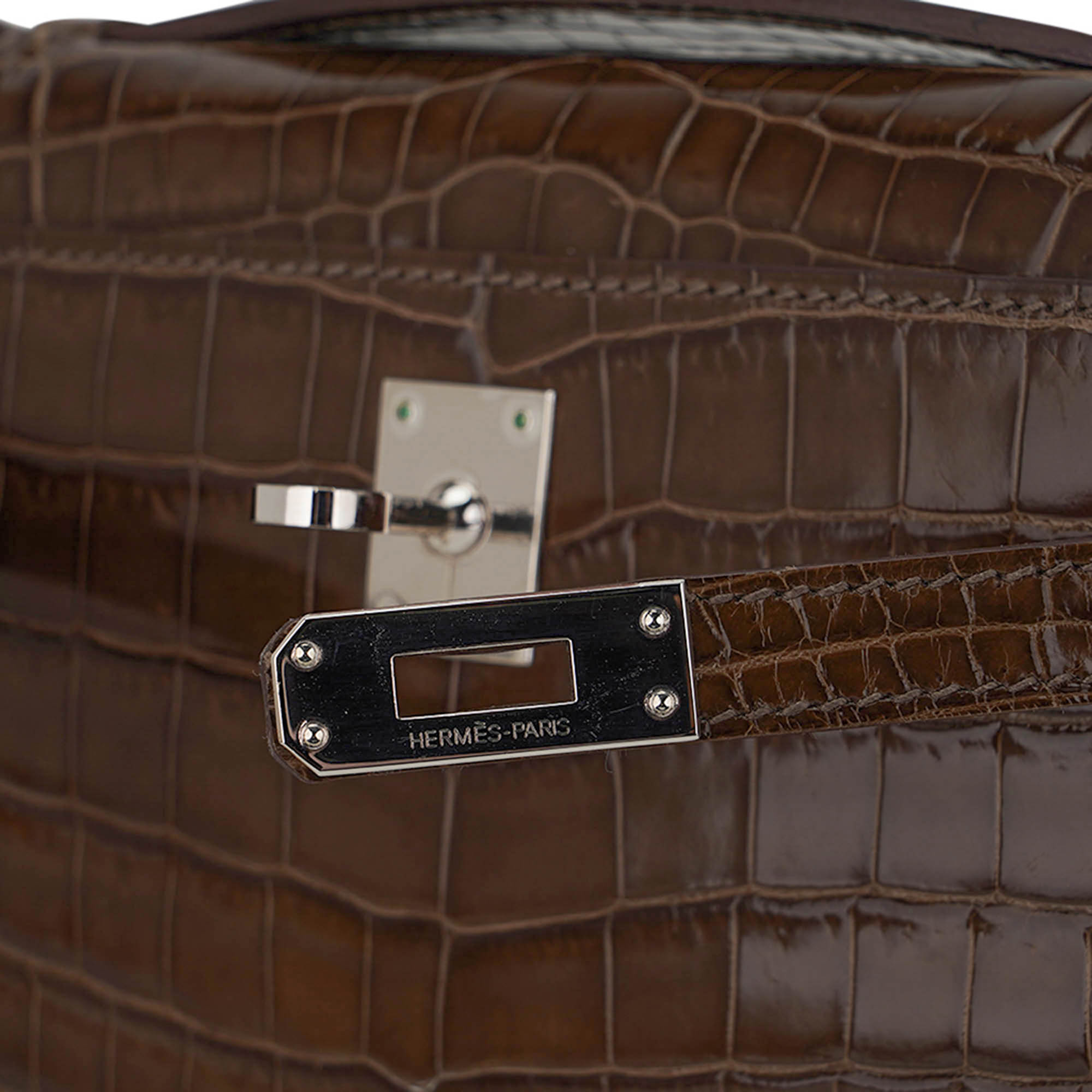 Kelly Pochette Clutch Gris Elephant Crocodile Bag
