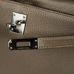Kelly Pochette Metallic Bronze Clutch Bag Chevre Palladium