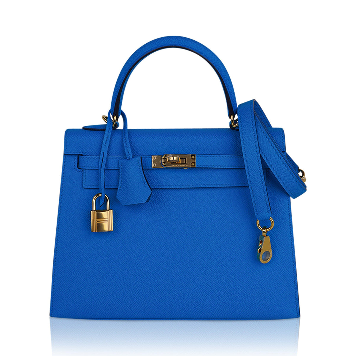 Kelly 25 Sellier Bag Blue Frida Epsom Leather with Gold Hardware