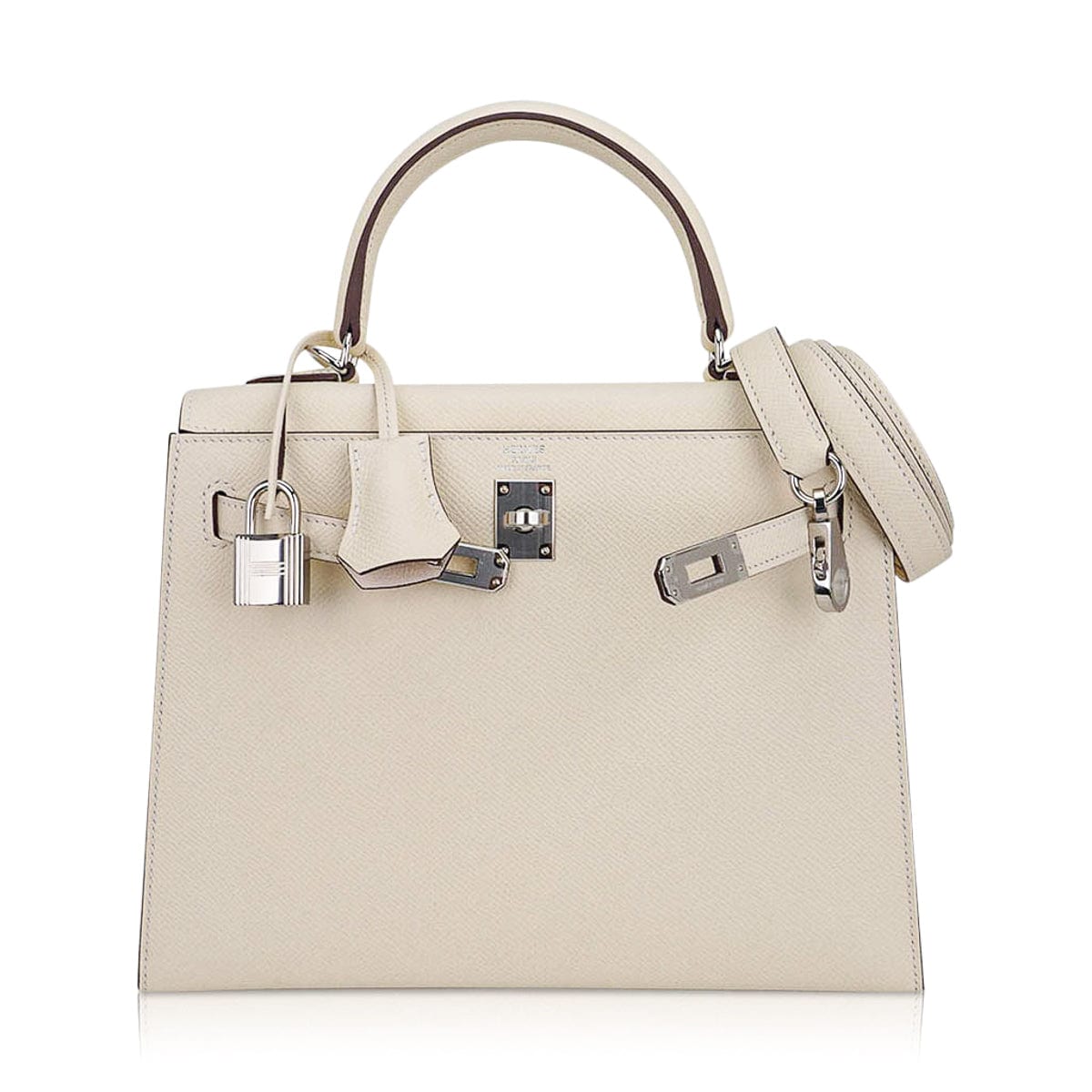 Kelly 25 Sellier Bag Nata Epsom Leather with Palladium Hardware