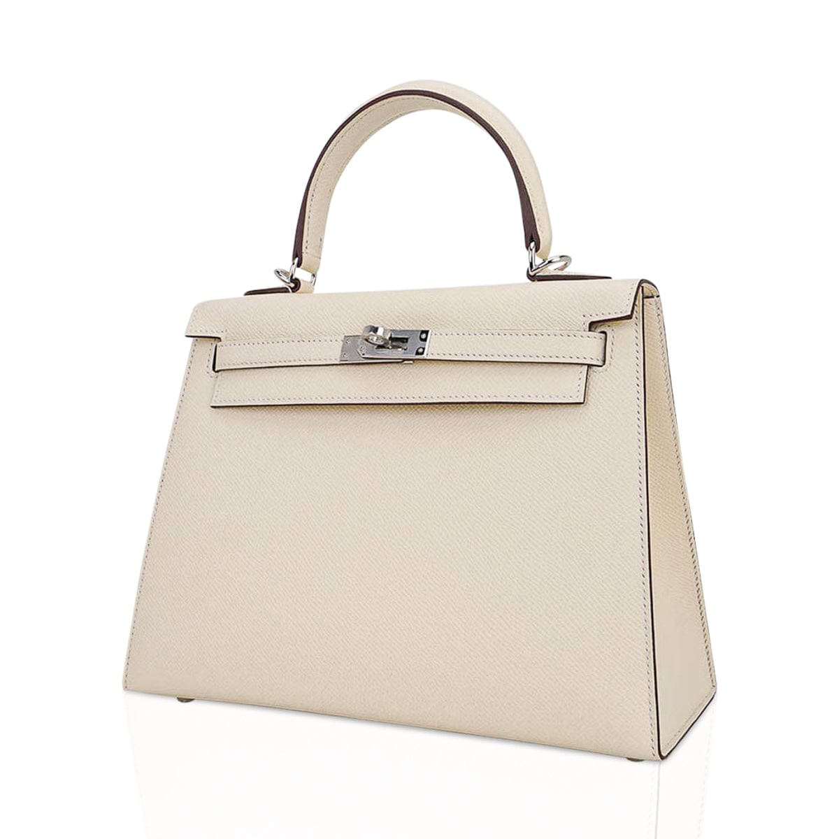 Kelly 25 Sellier Bag Nata Epsom Leather with Palladium Hardware