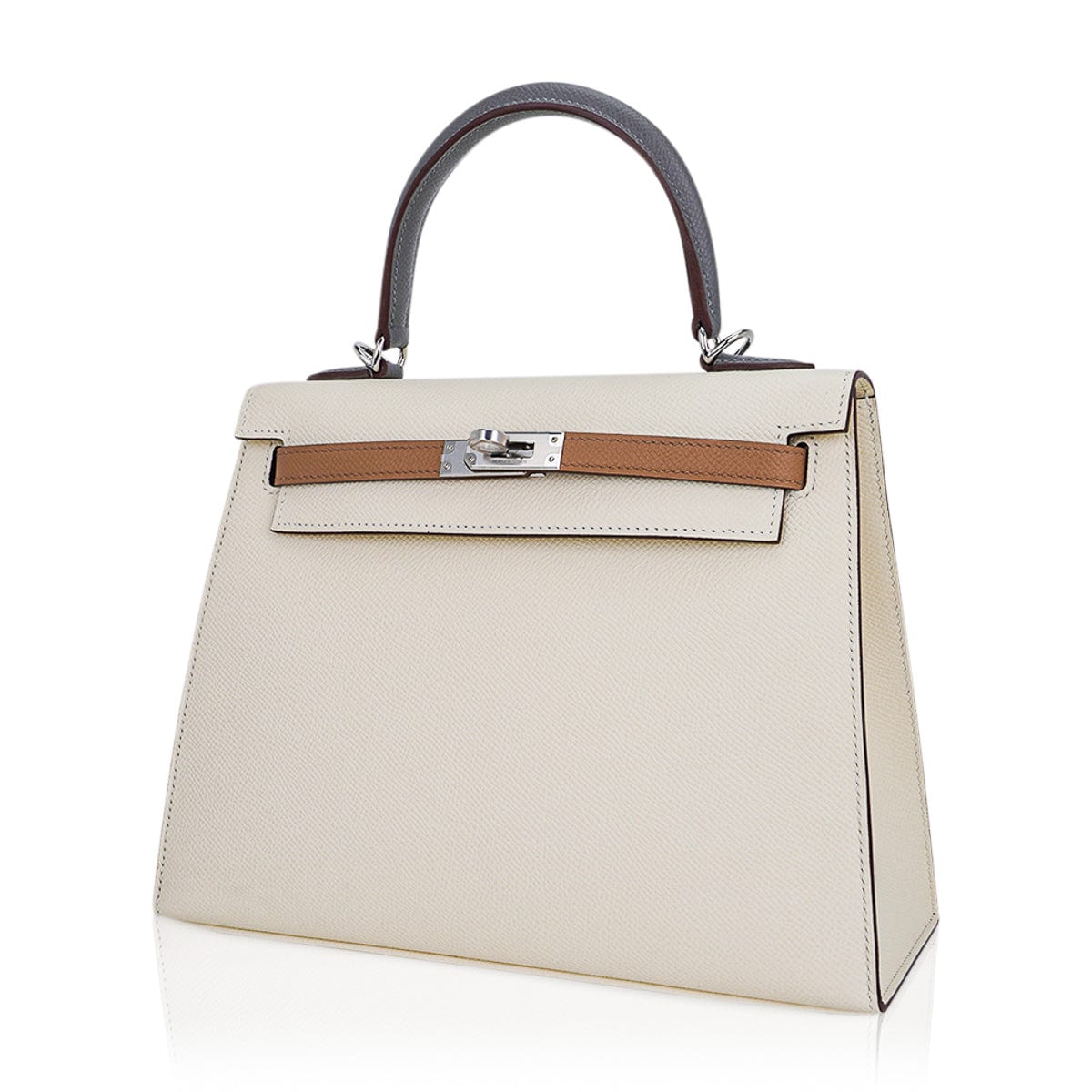 Kelly Sellier 25 Bag Nata Chai & Gris Meyer Epsom Leather with Palladium Hardware