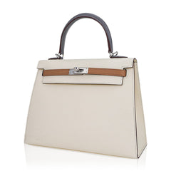 Kelly Sellier 25 Bag Nata Chai & Gris Meyer Epsom Leather with Palladium Hardware