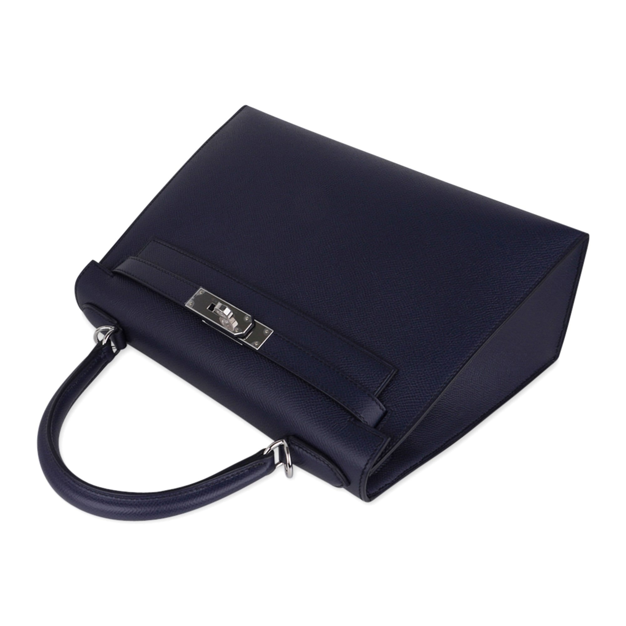 Kelly 28 Bag Blue Indigo Sellier Epsom Palladium Hardware New/Box