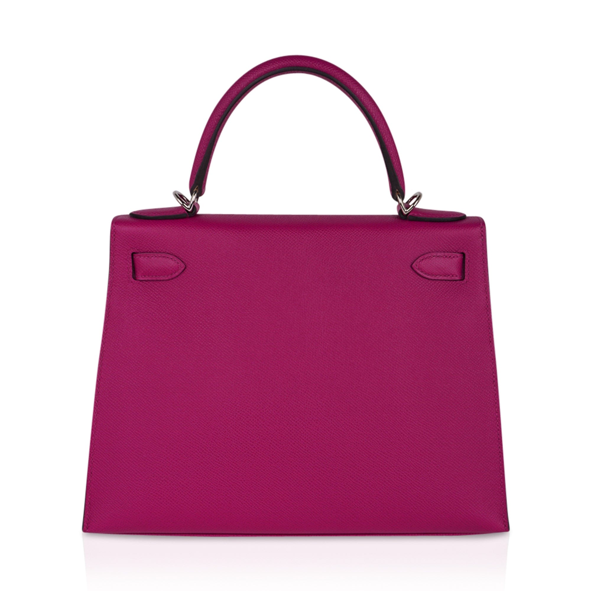 Kelly 28 Sellier Bag Rose Pourpre Epsom Leather with Palladium Hardware