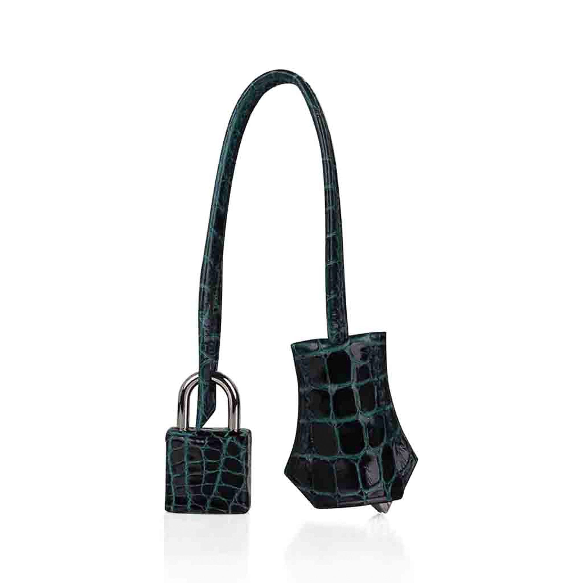 Kelly 28 Sellier Verso Vert Cypress / Vert Jade Bag Alligator Palladium Hardware