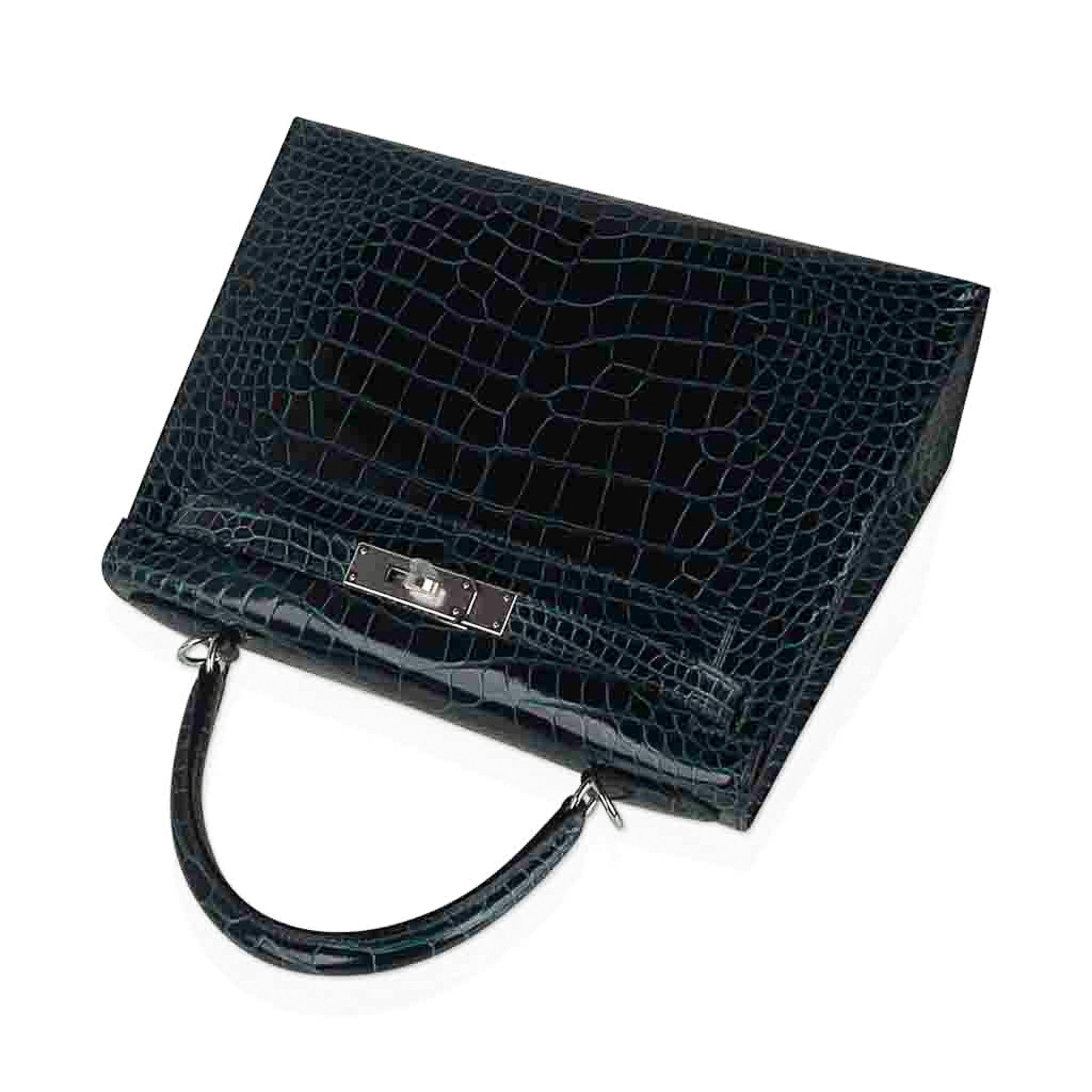 Kelly 28 Sellier Verso Vert Cypress / Vert Jade Bag Alligator Palladium Hardware