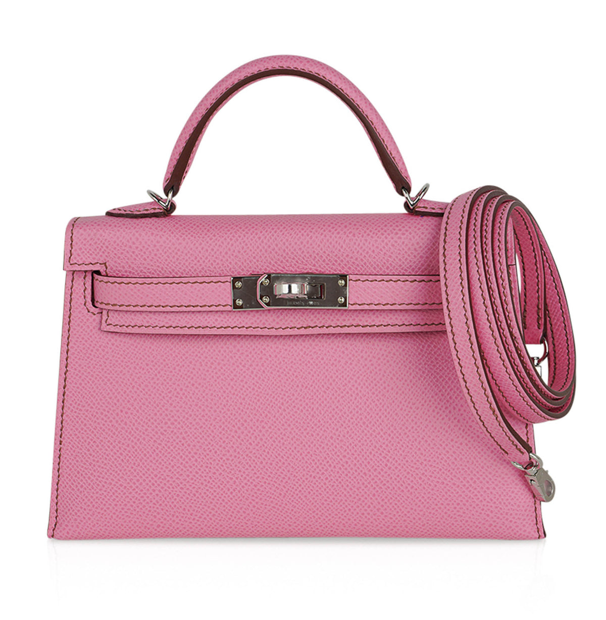 Mini Kelly 20 Sellier Bag in 5P Pink Bubblegum Epsom Leather with Palladium Hardware