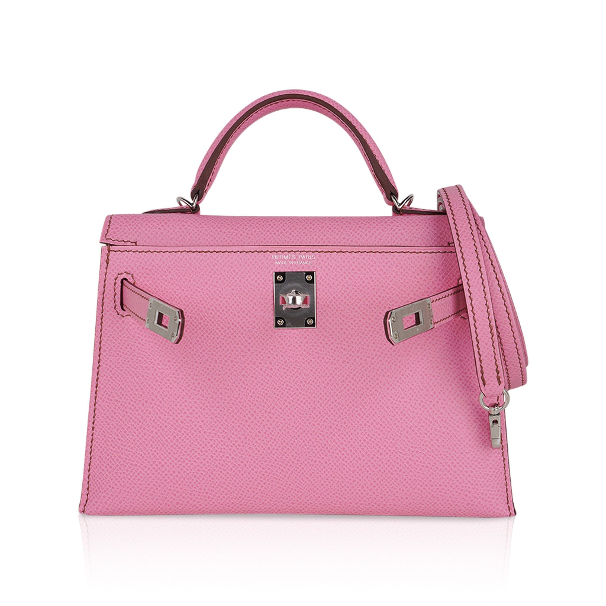 Mini Kelly 20 Sellier Bag in 5P Pink Bubblegum Epsom Leather with Palladium Hardware
