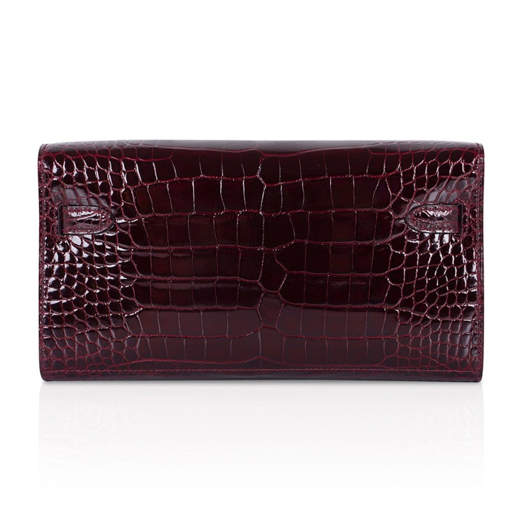 Kelly Classique To Go Wallet Bordeaux Alligator Gold Hardware New w/Box