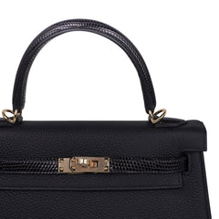 Kelly Touch 25 Retourne Bag Black Lizard / Togo Permabrass Hardware